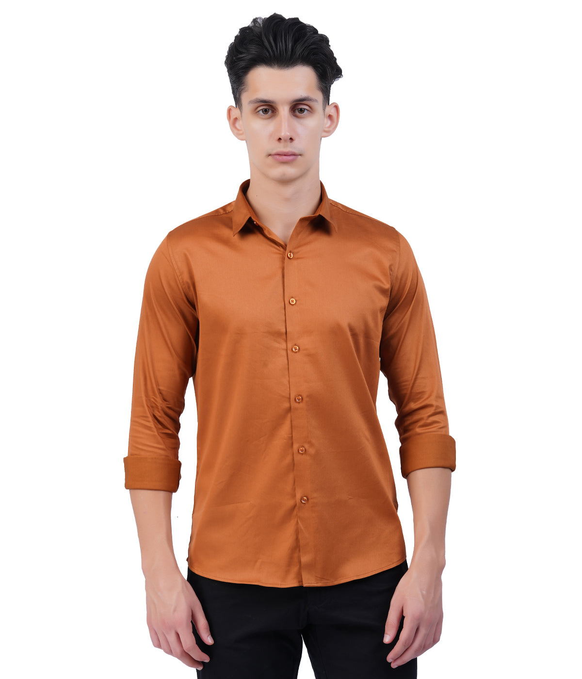 Men's Burnt Orange Shirt with Full Sleeves