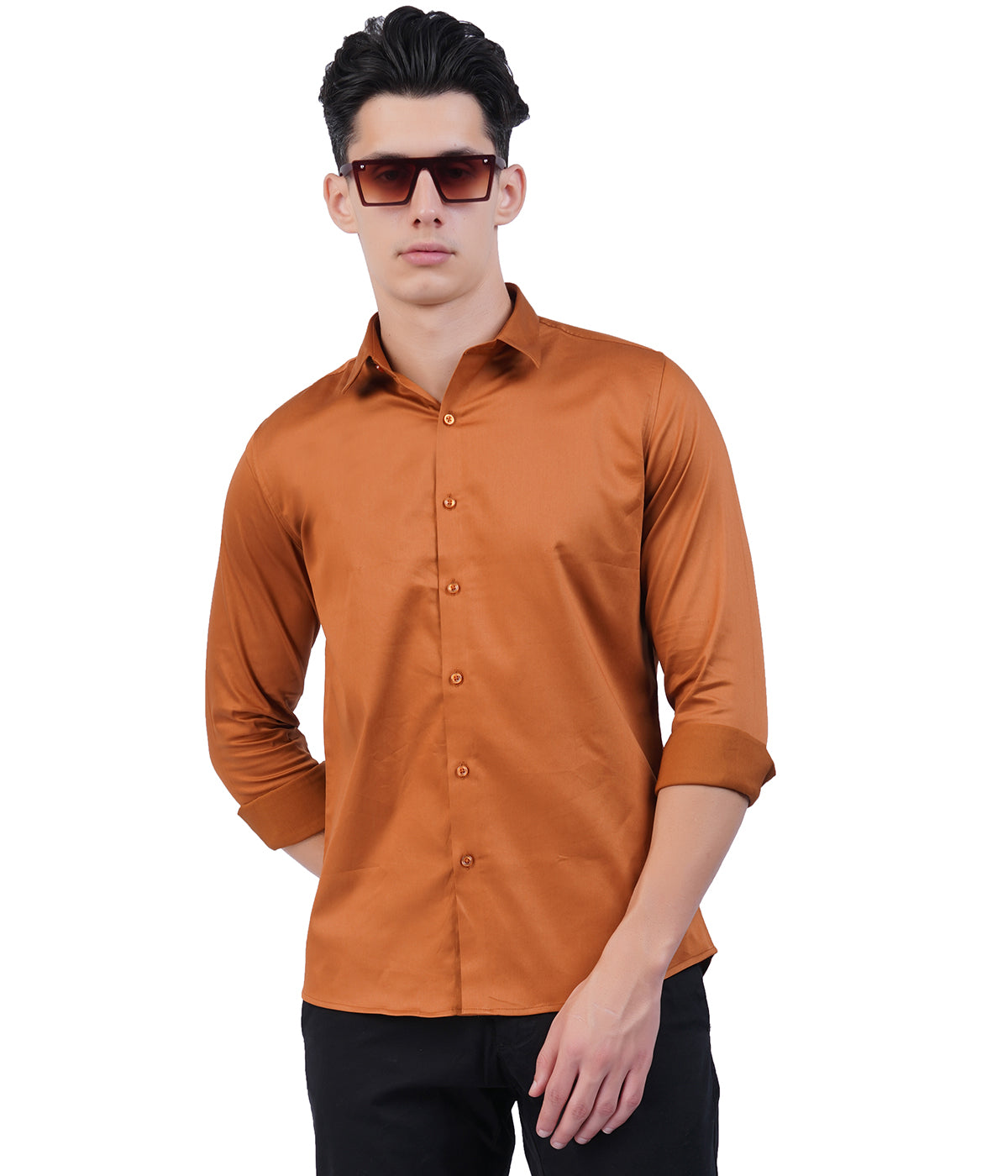 Men's Burnt Orange Shirt with Full Sleeves