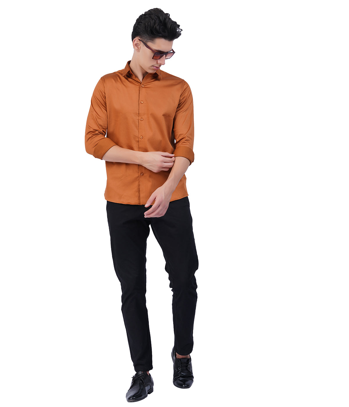 Men's Burnt Orange Shirt with Full Sleeves