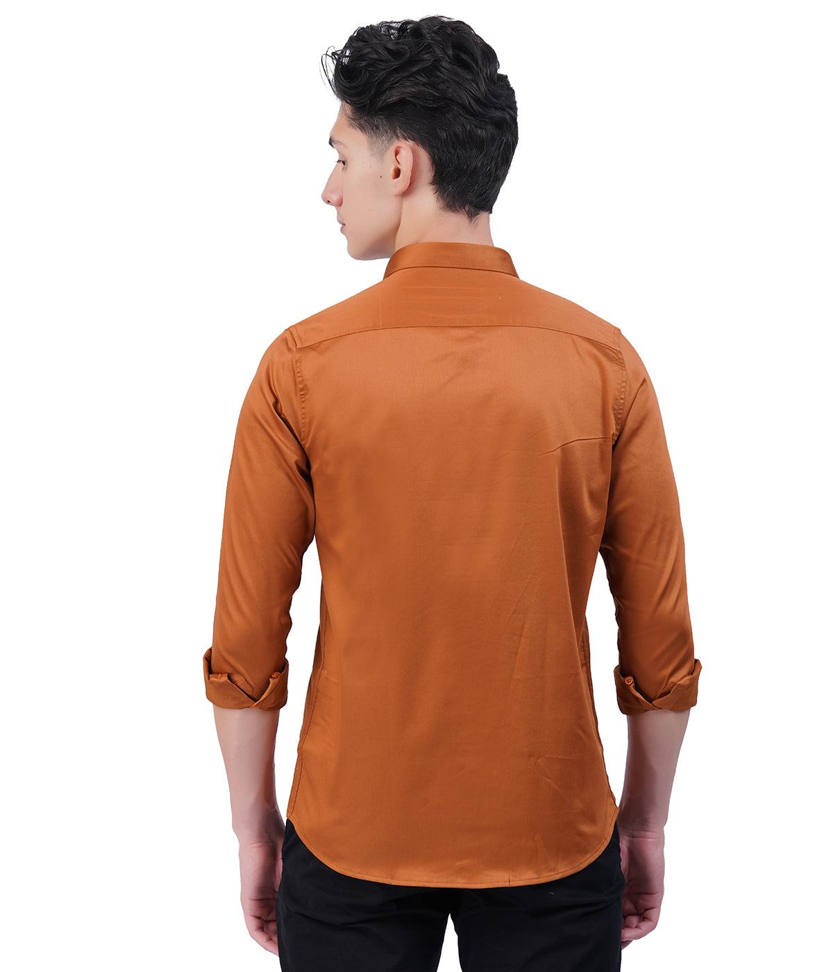 Men's Burnt Orange Shirt with Full Sleeves