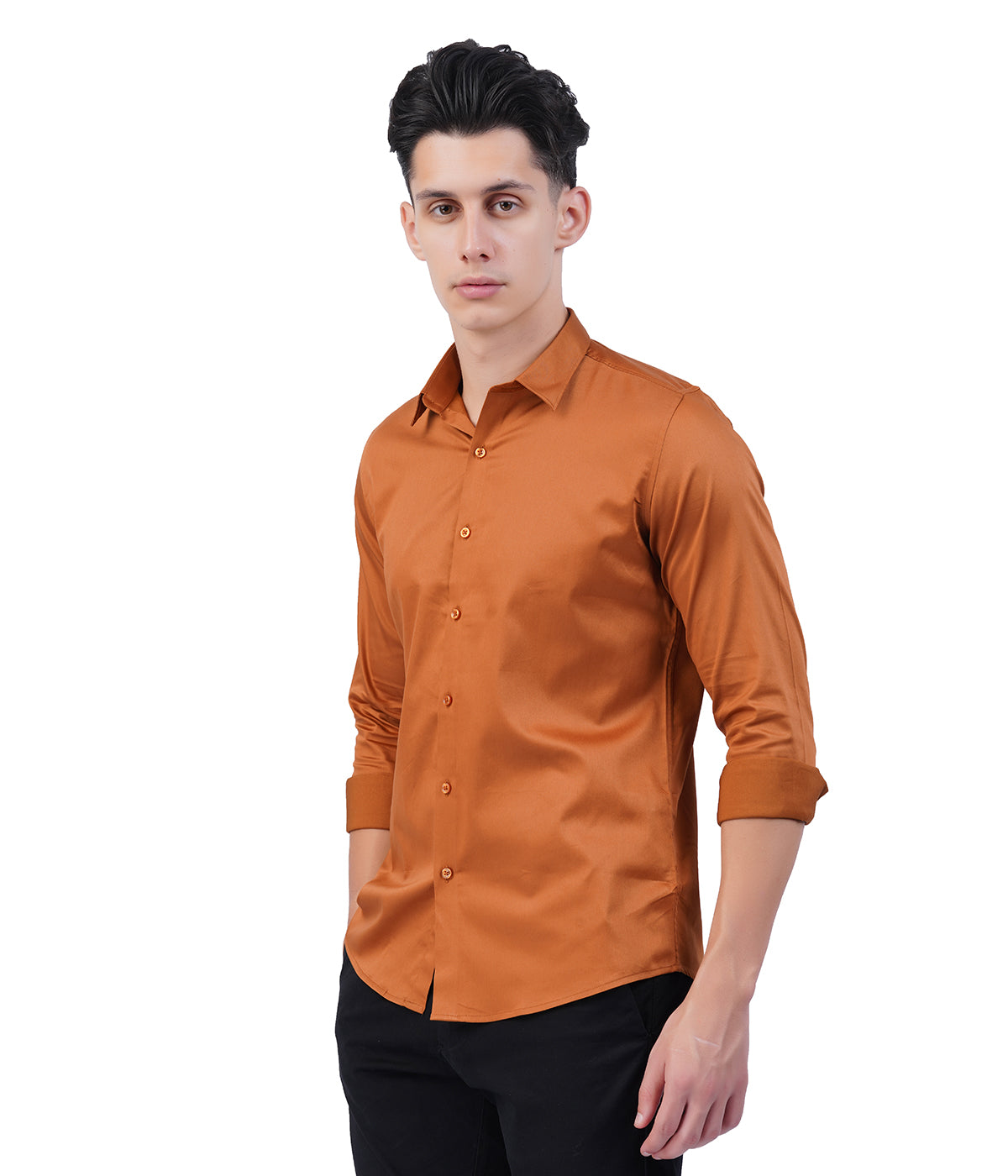 Men's Burnt Orange Shirt with Full Sleeves