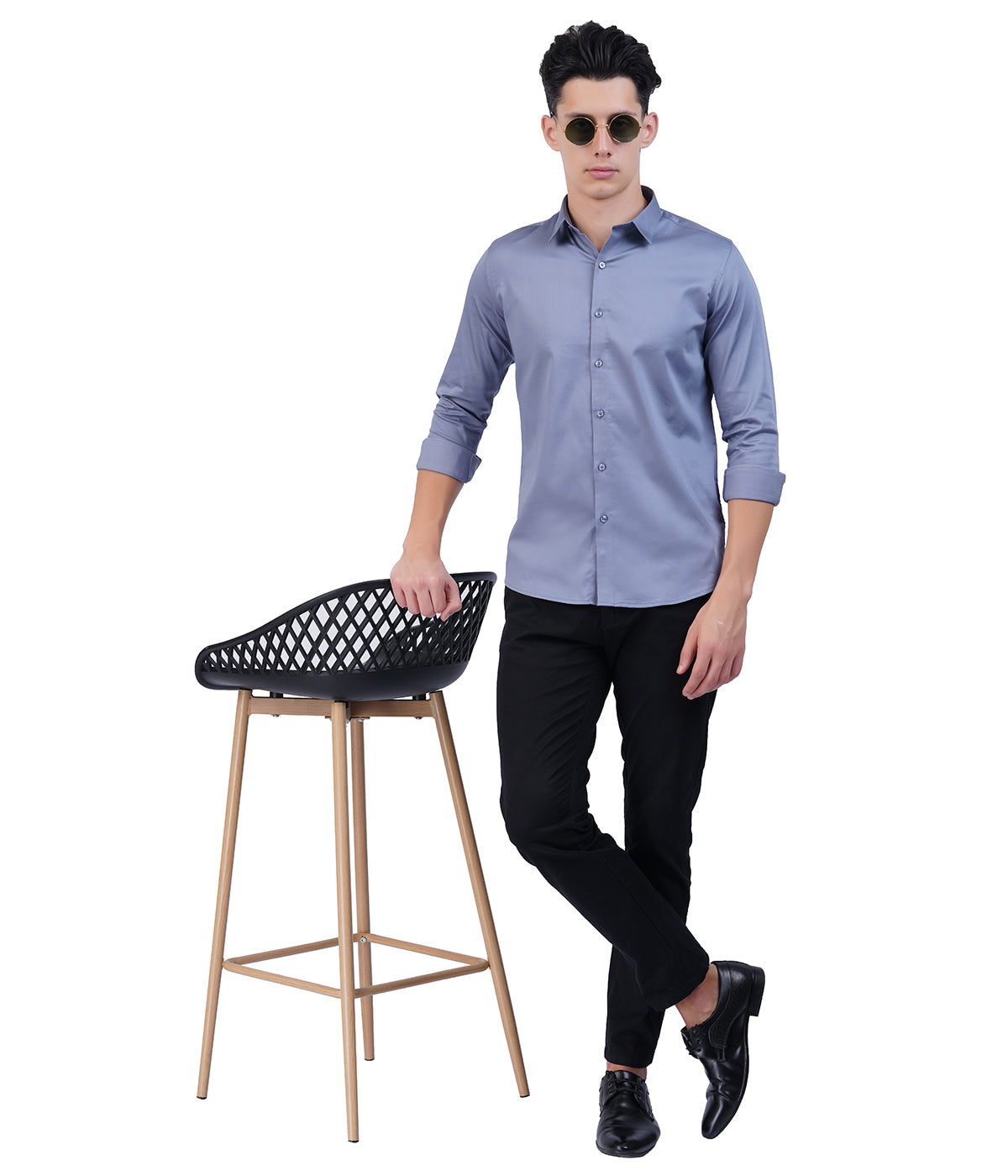 Men's Muted Blue Shirt with Full Sleeves