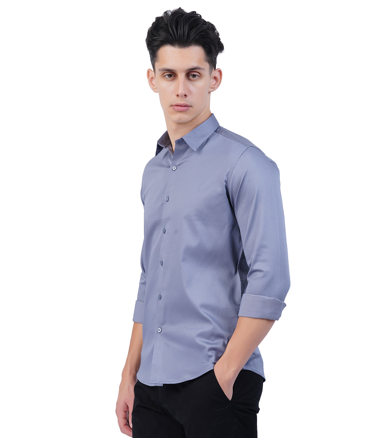 Men's Muted Blue Shirt with Full Sleeves
