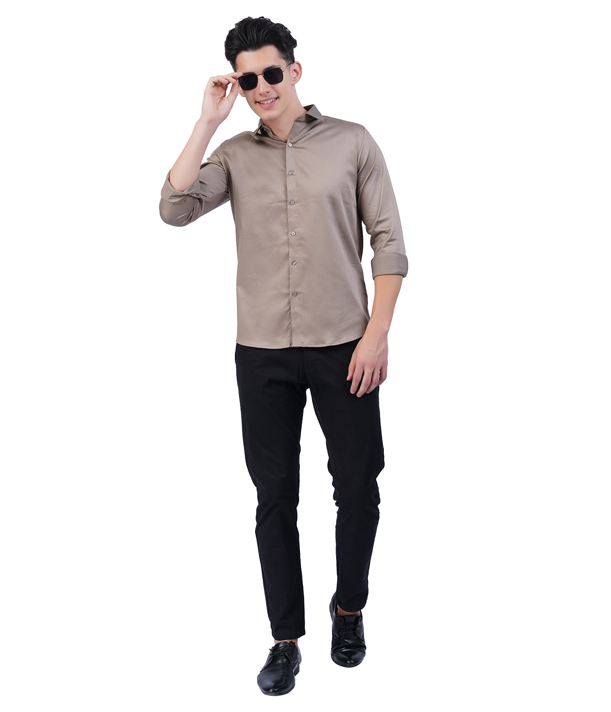 Men's Taupe Shirt with Full Sleeves