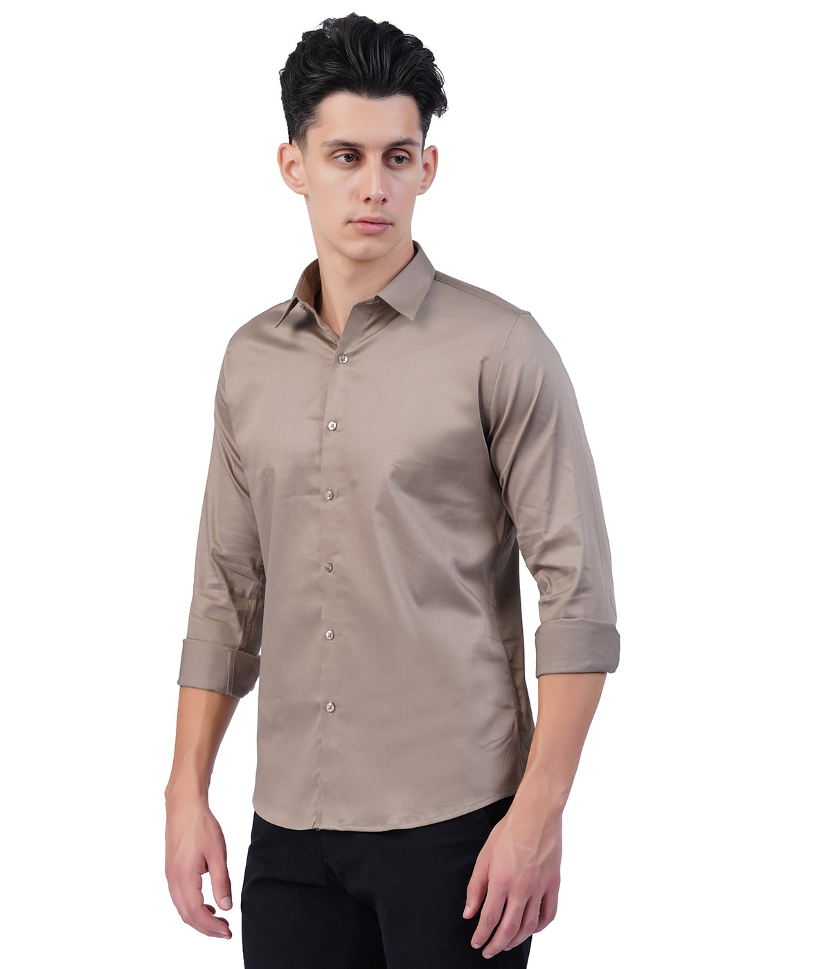 Men's Taupe Shirt with Full Sleeves