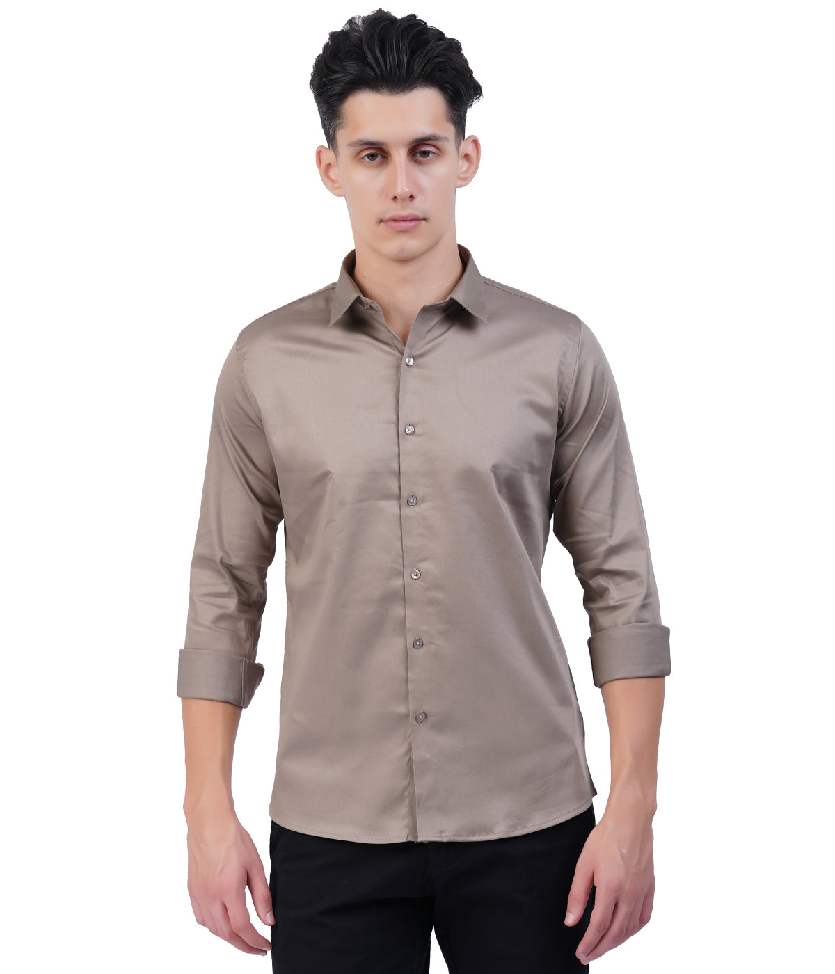 Men's Taupe Shirt with Full Sleeves