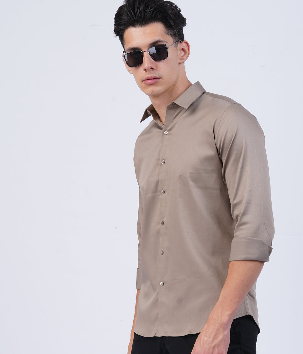 Men's Taupe Shirt with Full Sleeves
