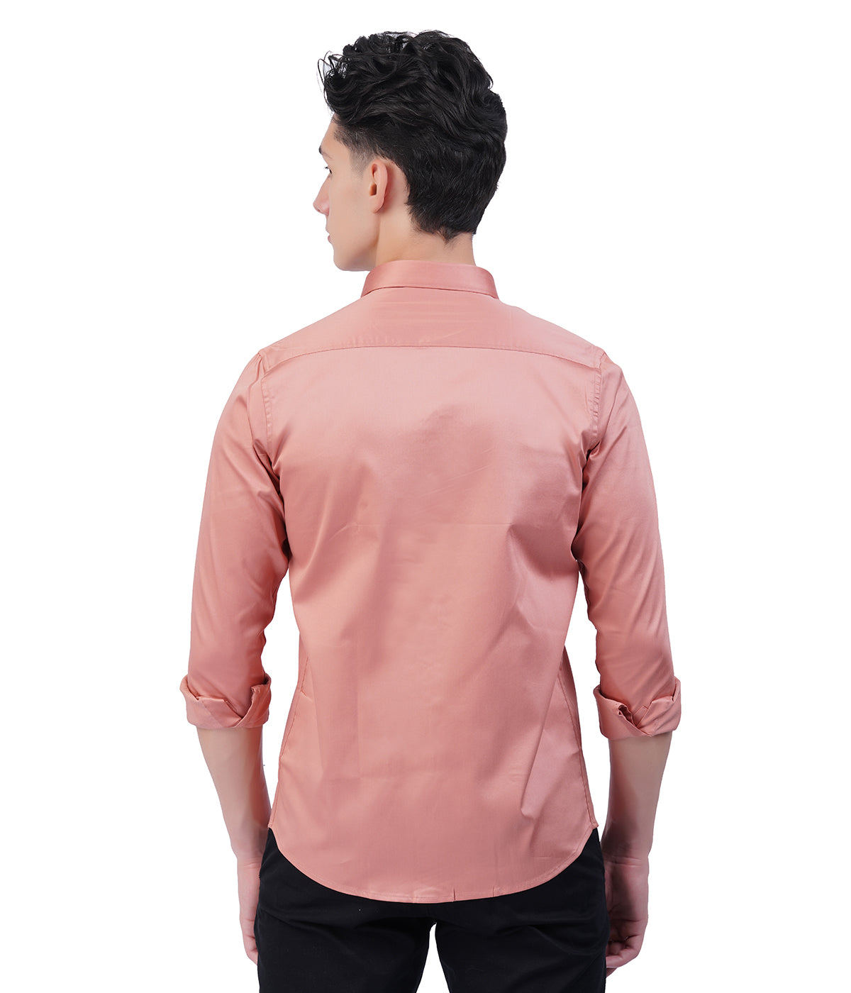 Men's Peach Shirt with Full Sleeves