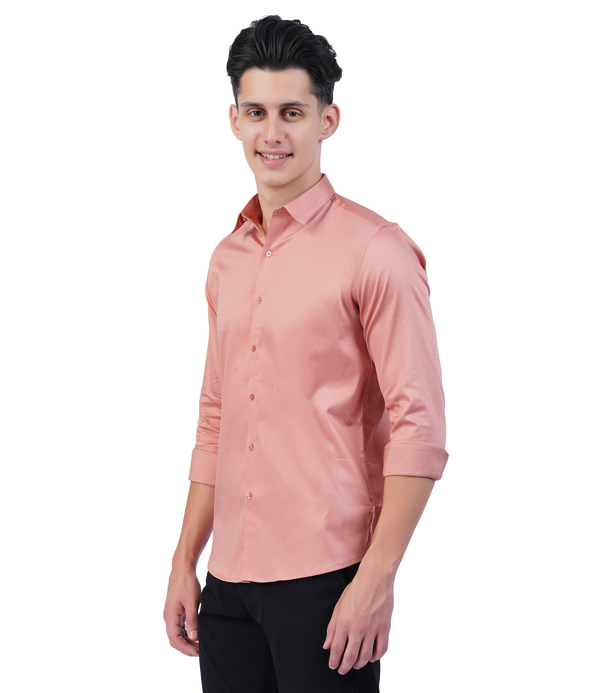 Men's Peach Shirt with Full Sleeves