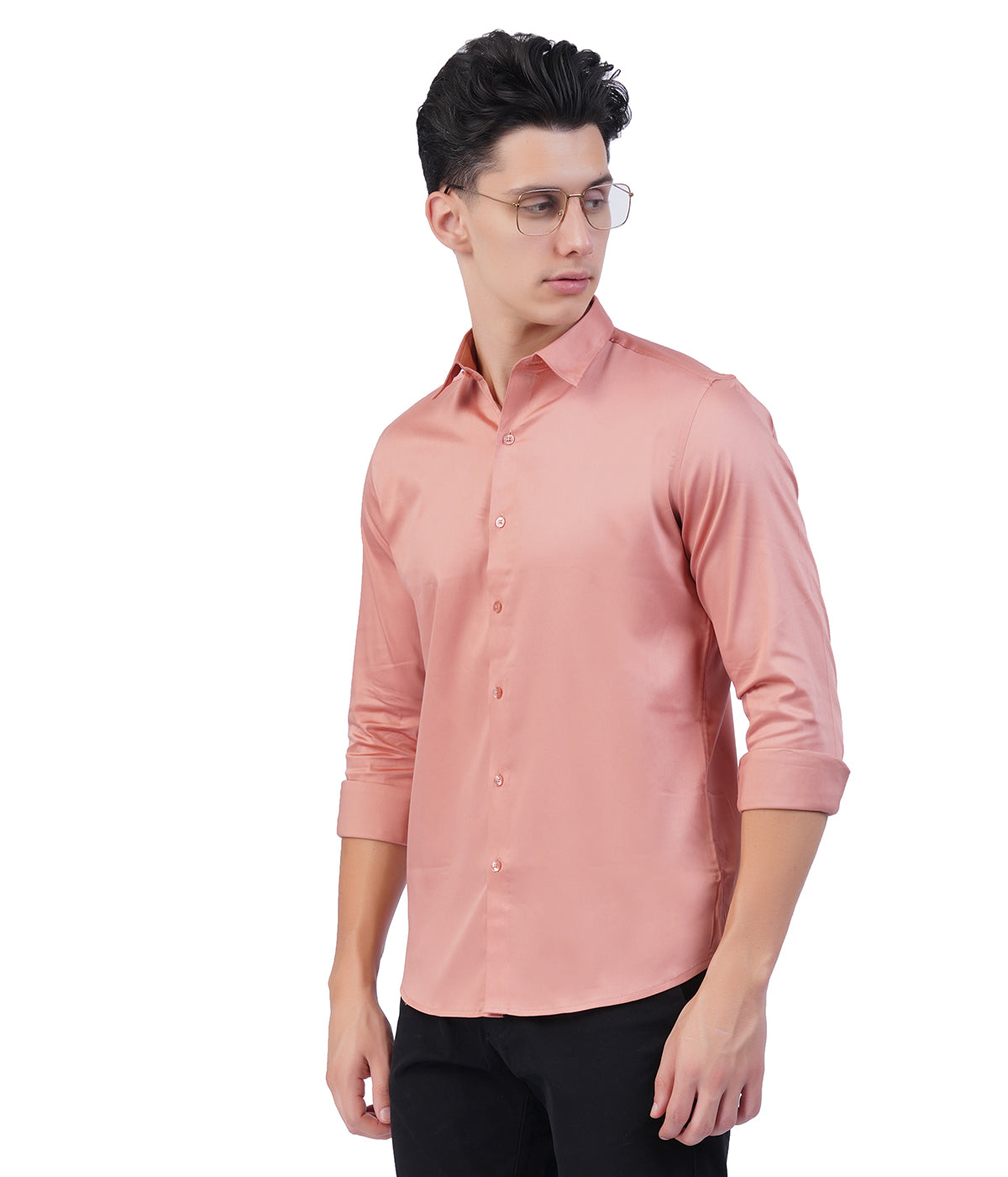 Men's Peach Shirt with Full Sleeves