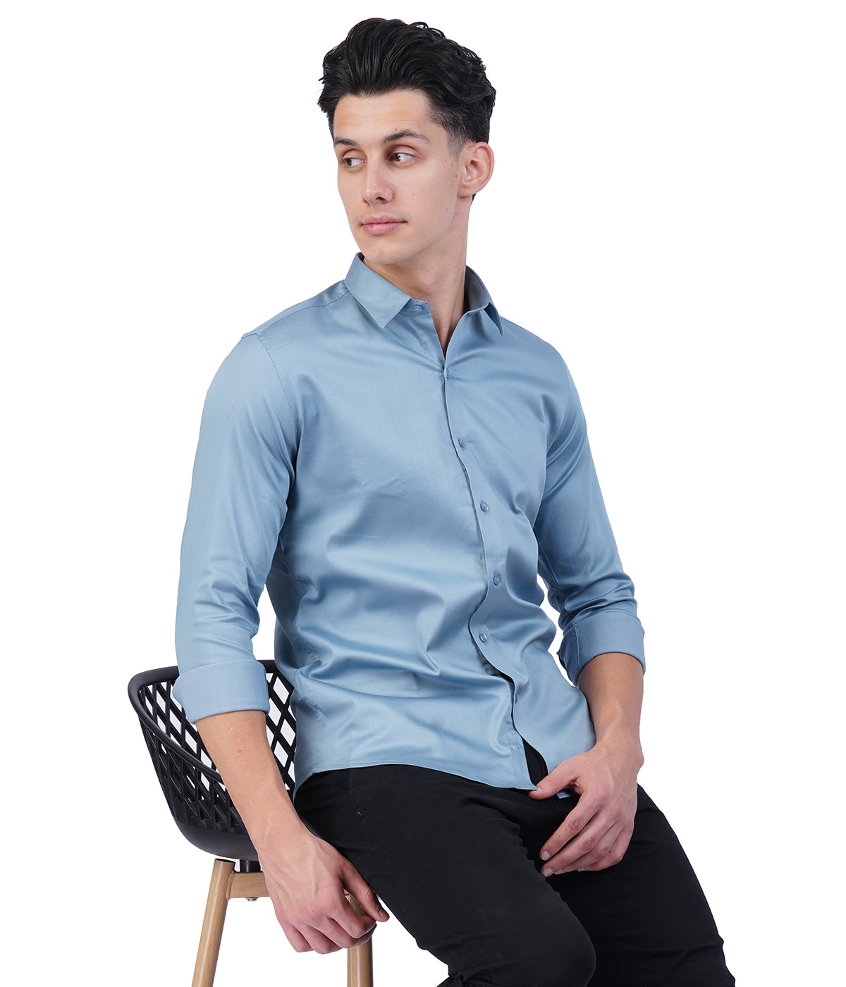 Men's Light Blue Shirt with Full Sleeves