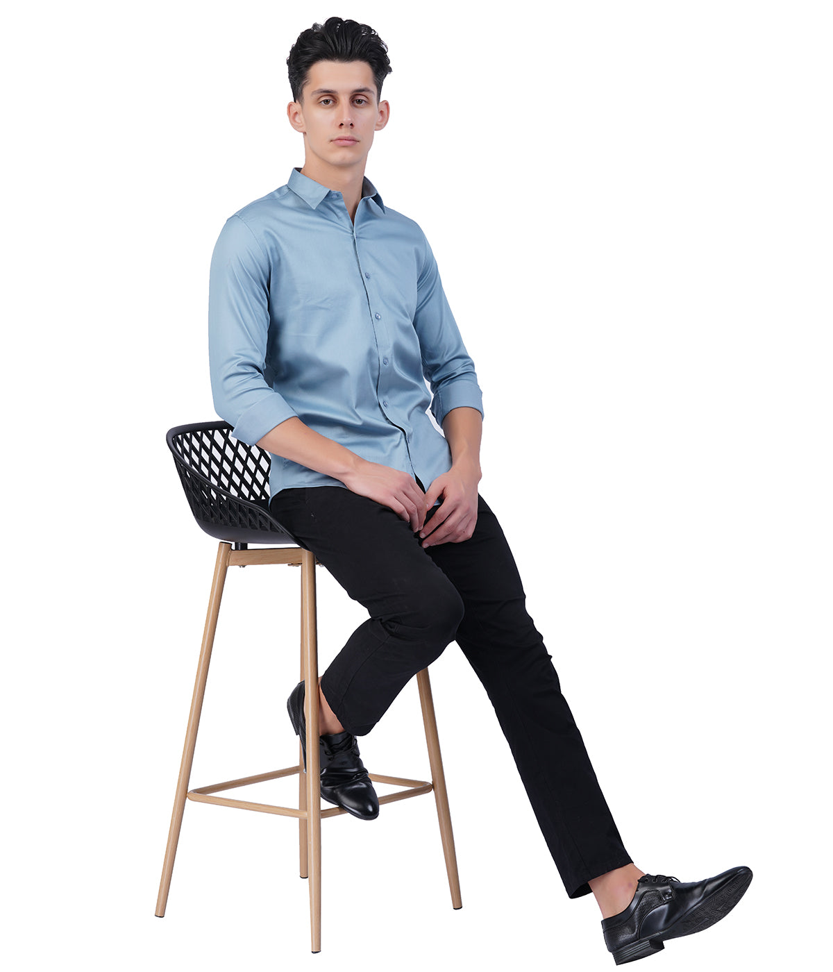 Men's Light Blue Shirt with Full Sleeves