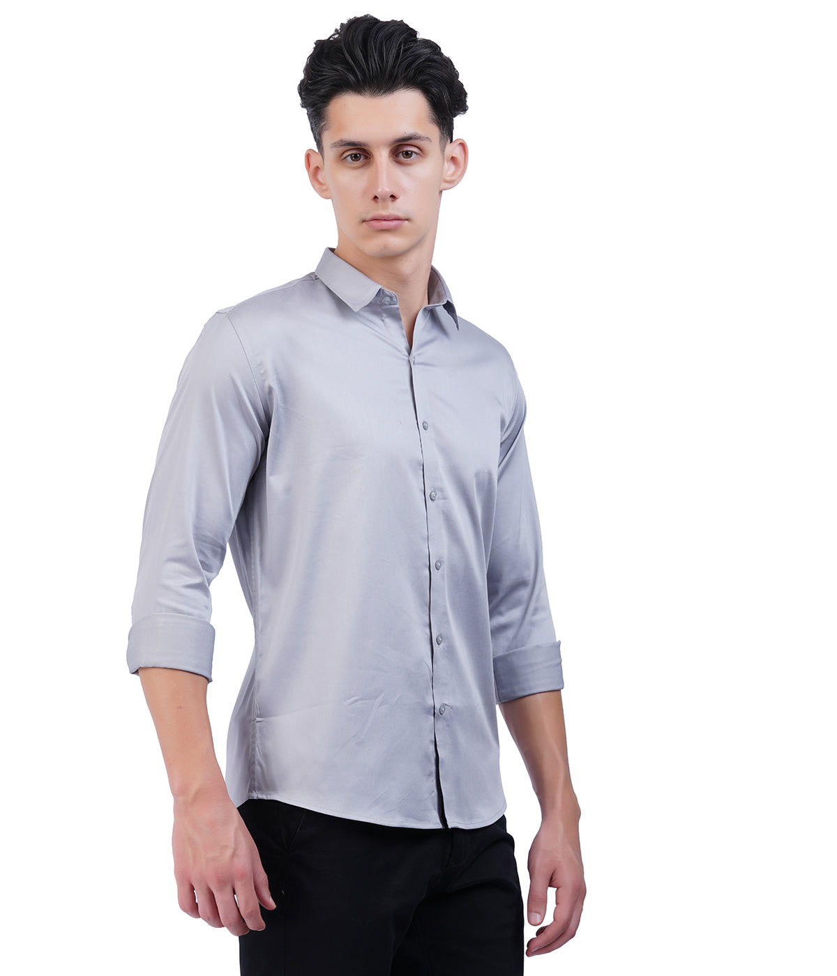 Men's Silver Grey Shirt with Full Sleeves