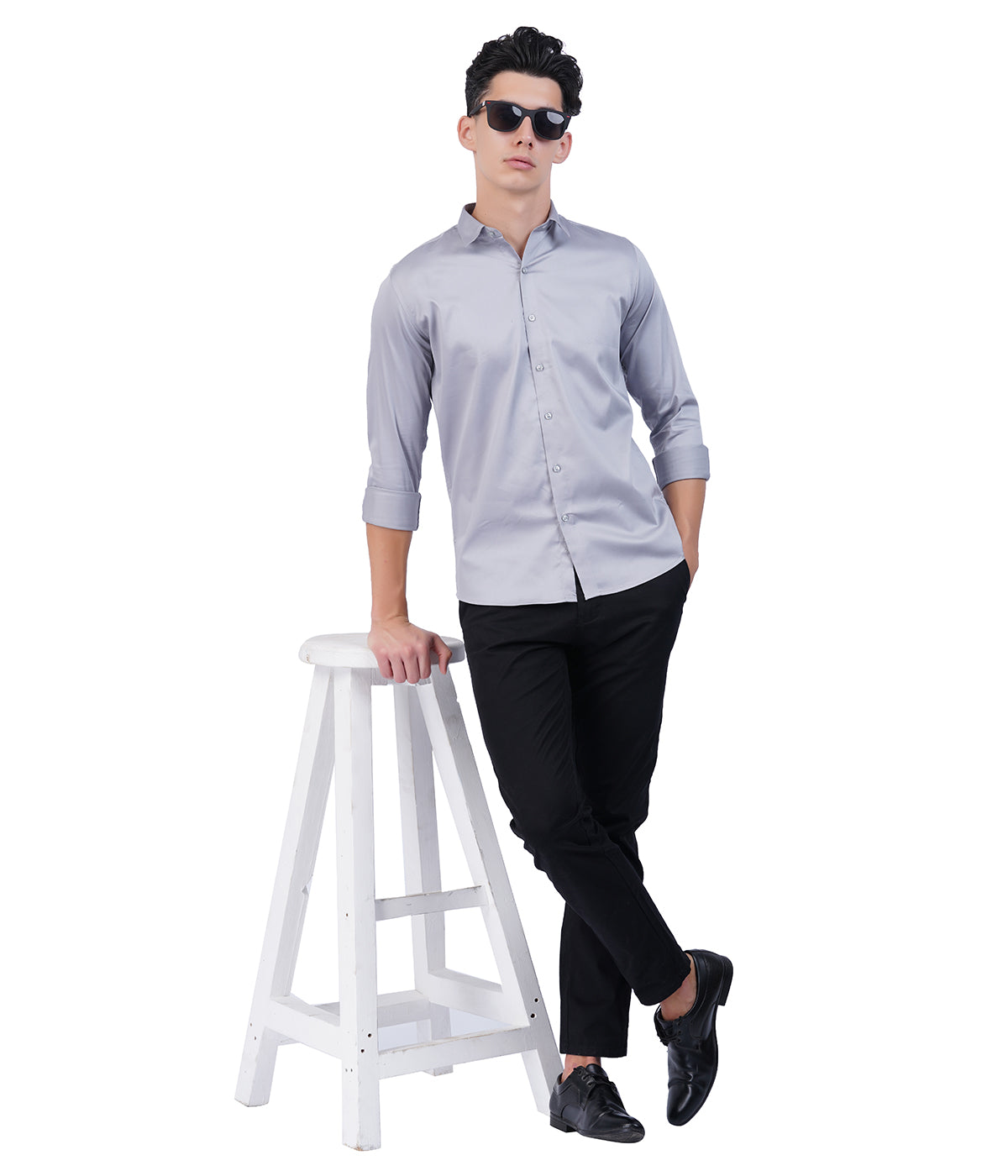 Men's Silver Grey Shirt with Full Sleeves
