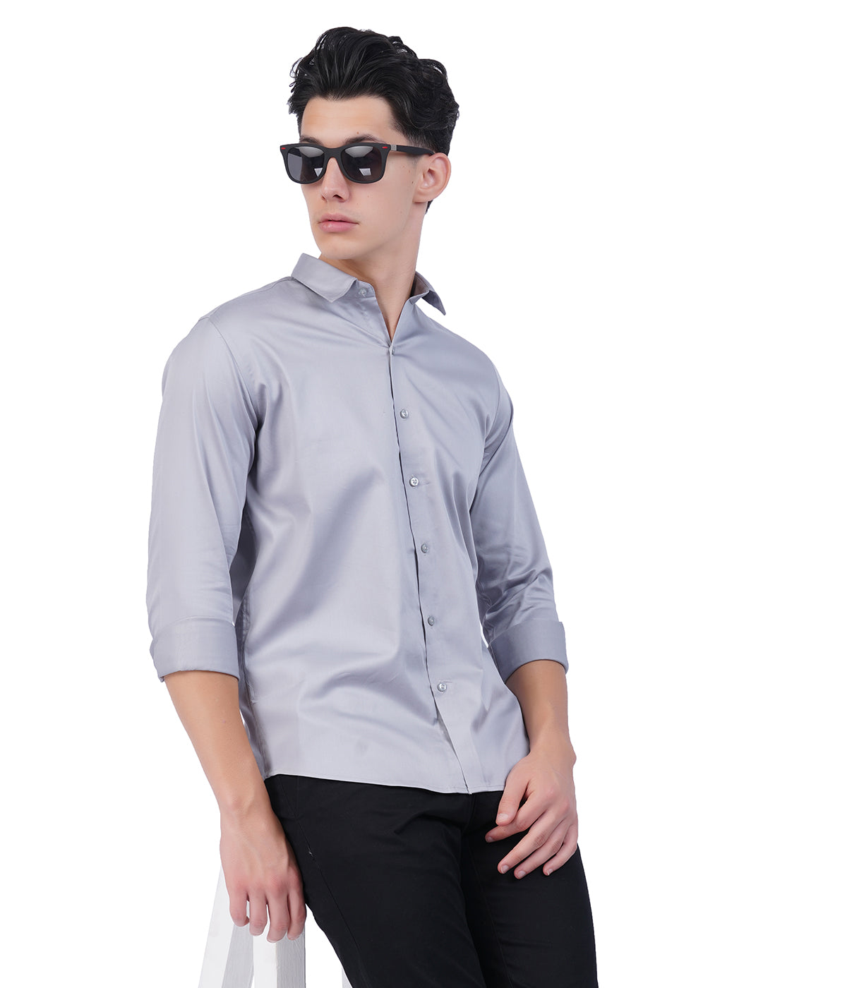 Men's Silver Grey Shirt with Full Sleeves